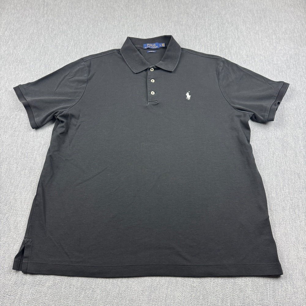 Polo Ralph Lauren Shirt Mens Large Black Short Sleeve Pony Rugby Classic Casual